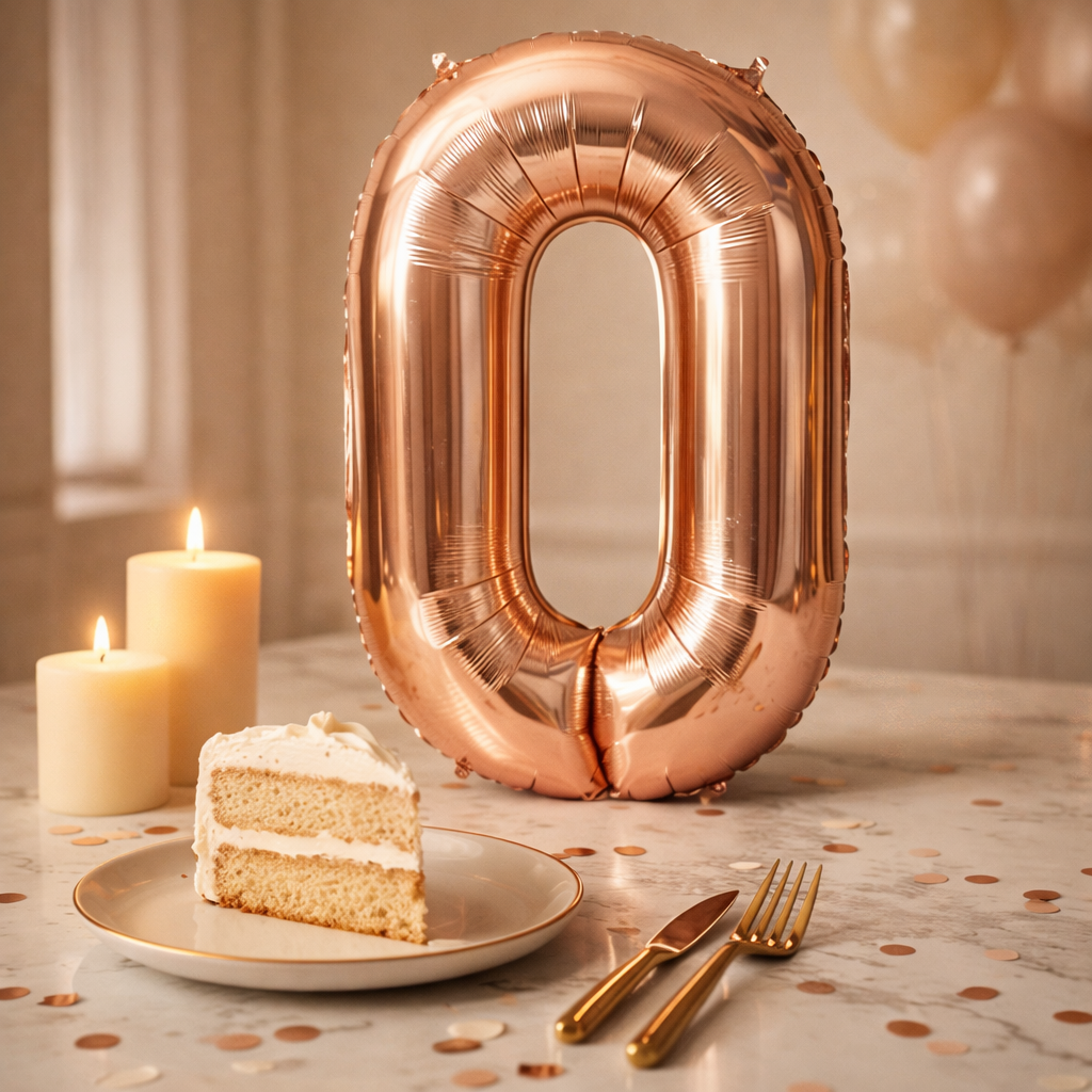 Wanna Party Rose Gold Number 0 Foil Balloon 40 Inch | Birthday Anni... - Wanna Party - flat lay