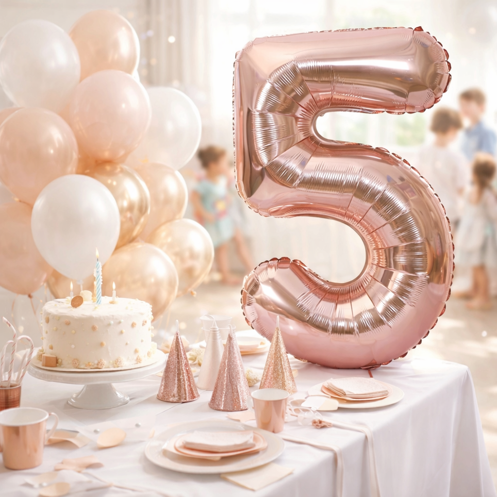 40 Numerical 5 Rose Gold Balloon - Wanna Party - in use