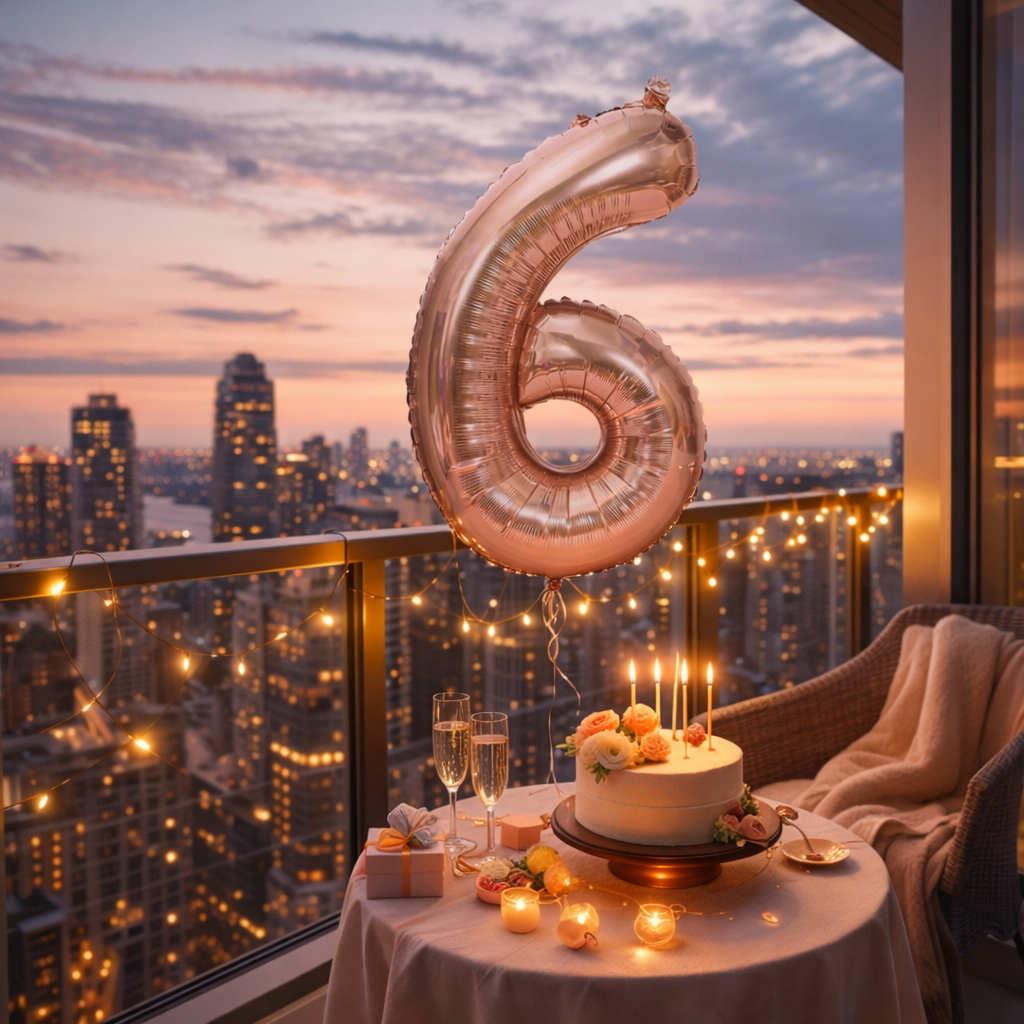 40 Numerical 6 Rose Gold Balloon - Wanna Party - in use