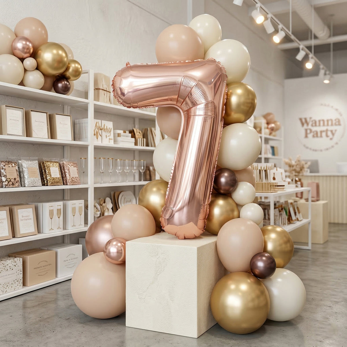 40 Numerical 7 Rose Gold Balloon - Wanna Party - in use