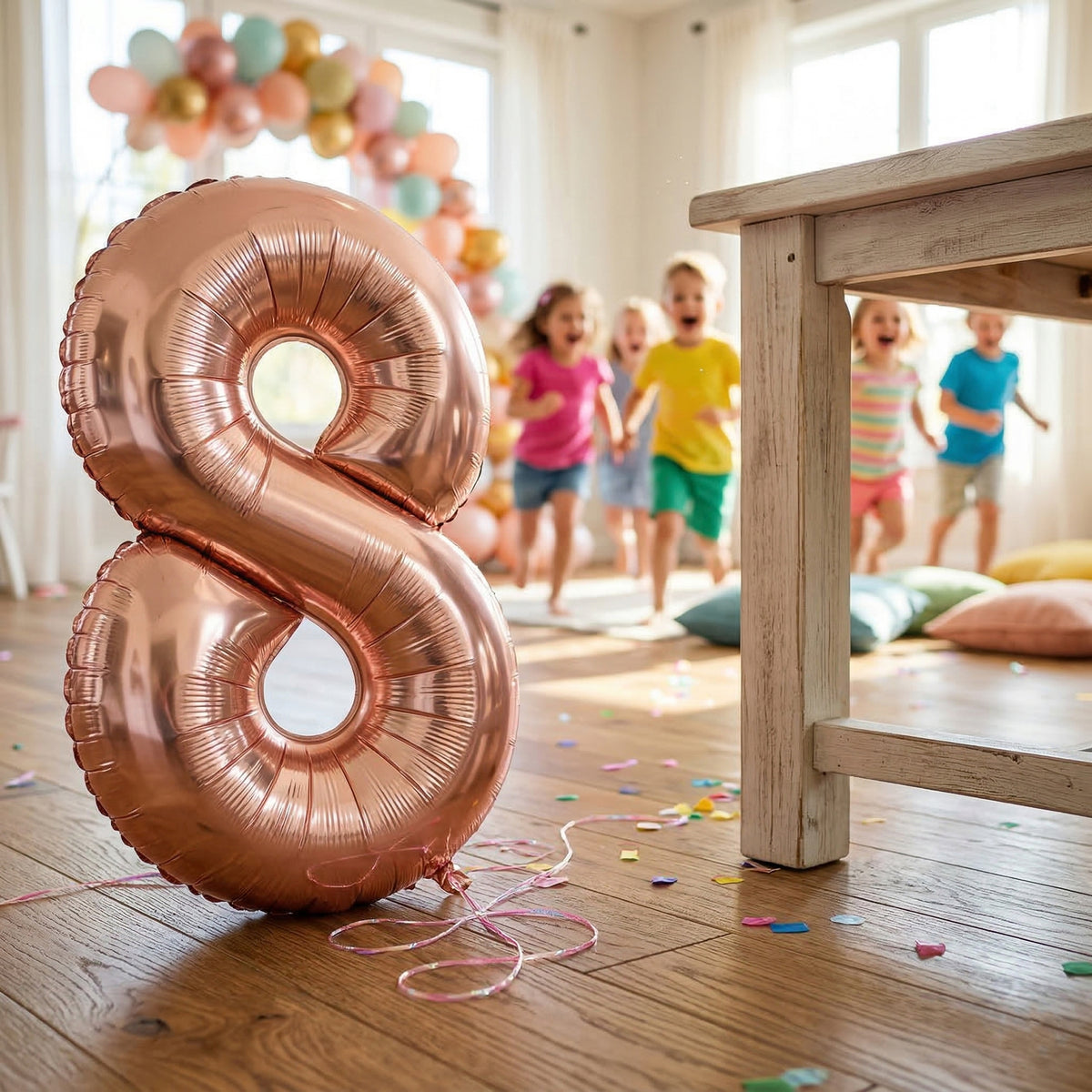 40 Numerical 8 Rose Gold Balloon - Wanna Party - in use