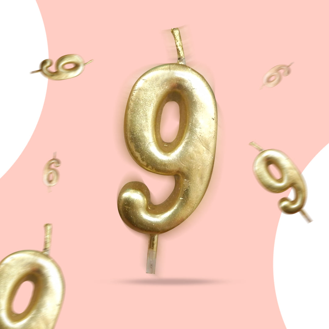 Golden Number 9 Candle - 1PC