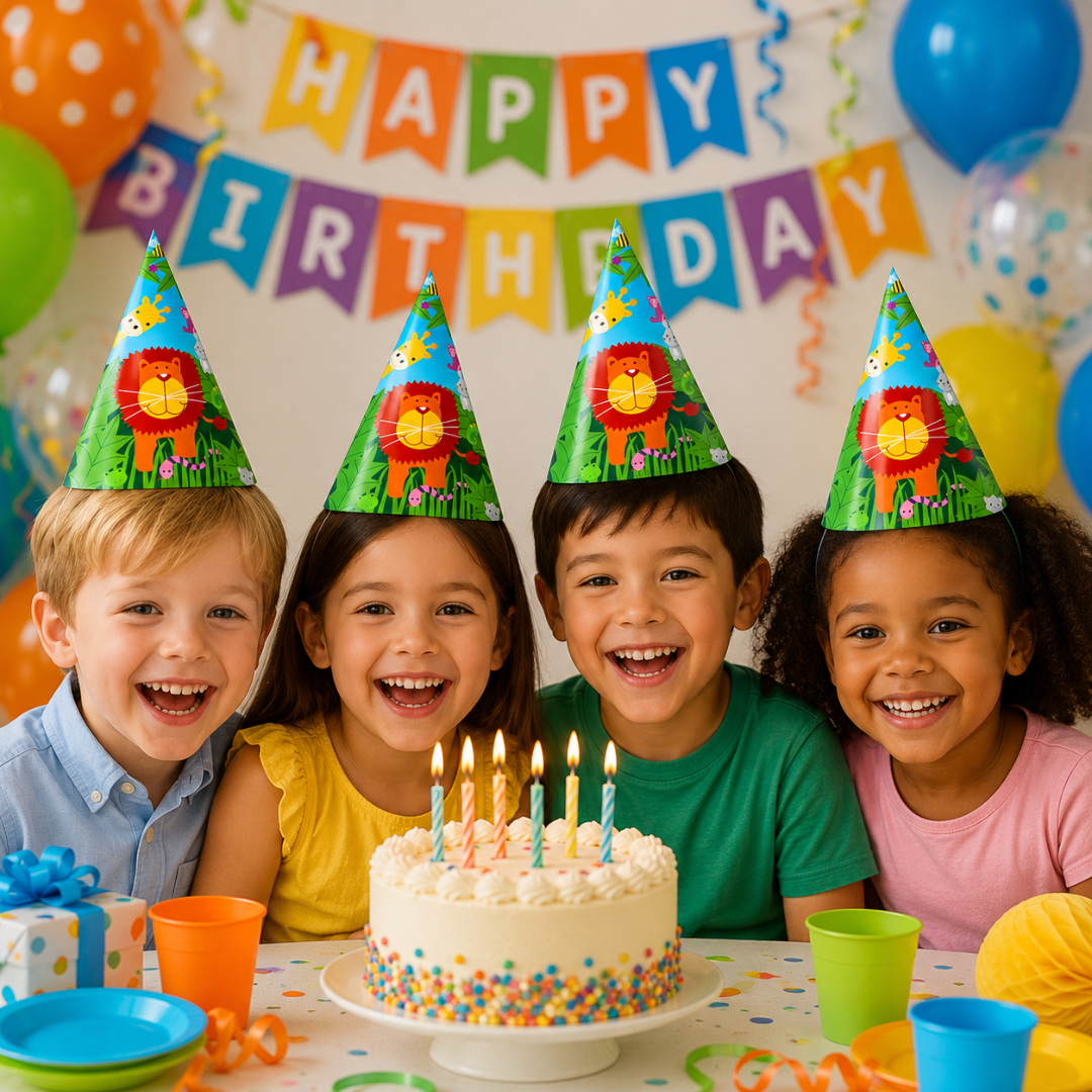 Jungle Animal Party Hats - 8PC