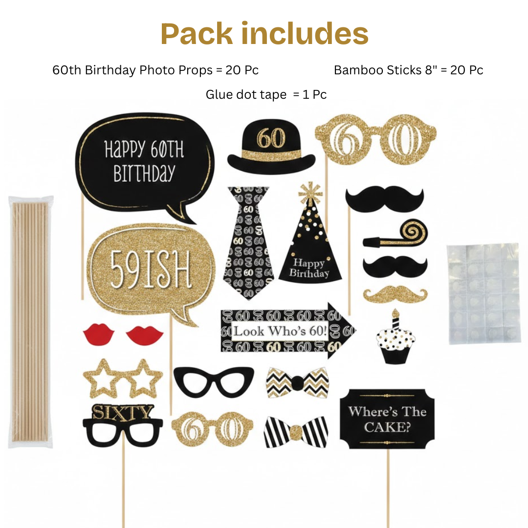 60th Birthday Photo Props - 20PC