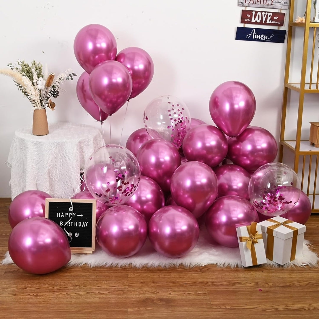 Hot Pink Latex/Rubber Balloons - Helium Quality - 12 inches - 10PC