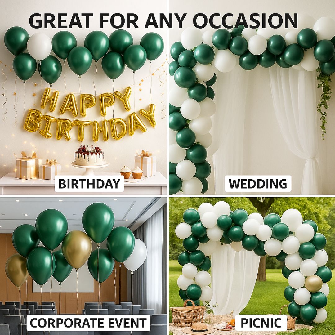 10" Chrome Green Balloons - 20PC