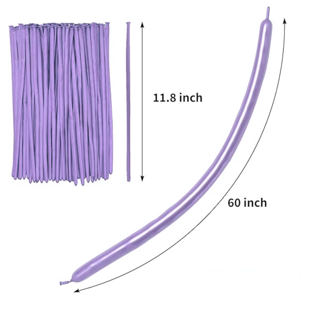 Chrome Purple BT Balloons Metallic 10 Twisty Balloons Latex Long Shiny Balloon - PACK OF 10