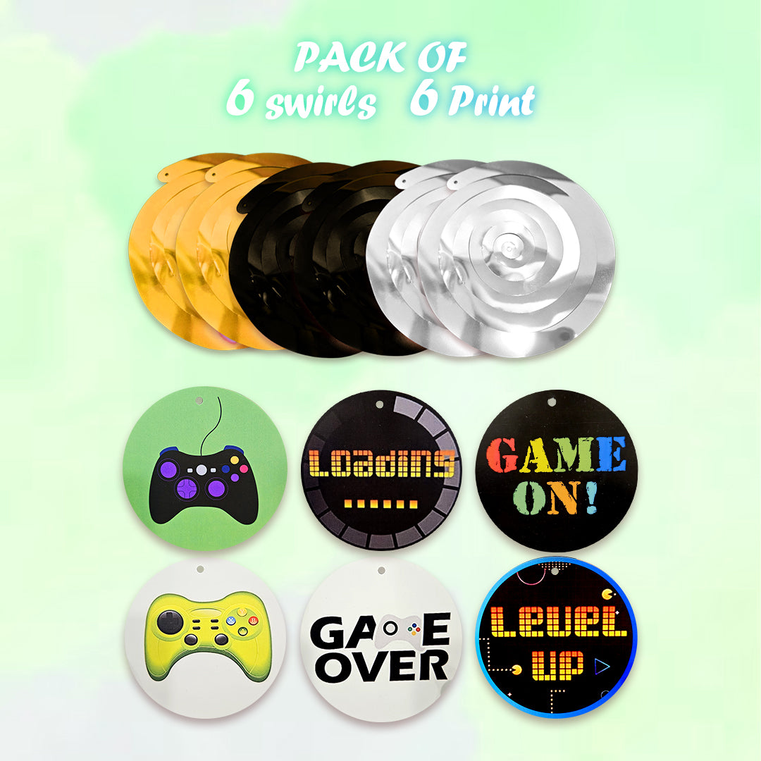 Video Games Theme Swirls for Hanging Decor - 12 PC