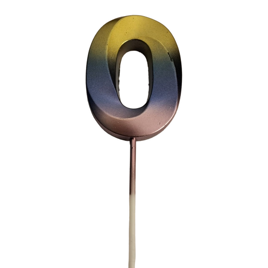 Number 0 Metalic Golden Purple Pink Stick Candle - 1PC