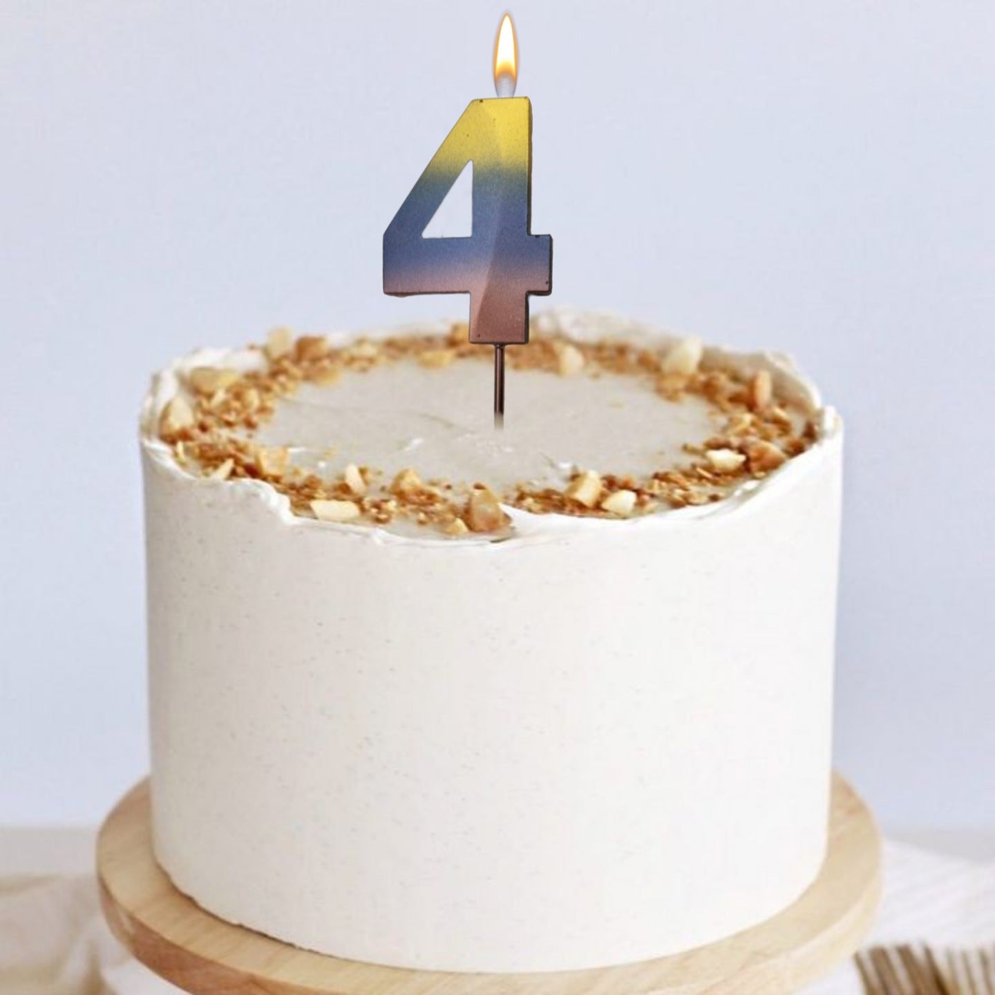 Number 4 Metalic Golden Purple Pink Stick Candle - 1PC