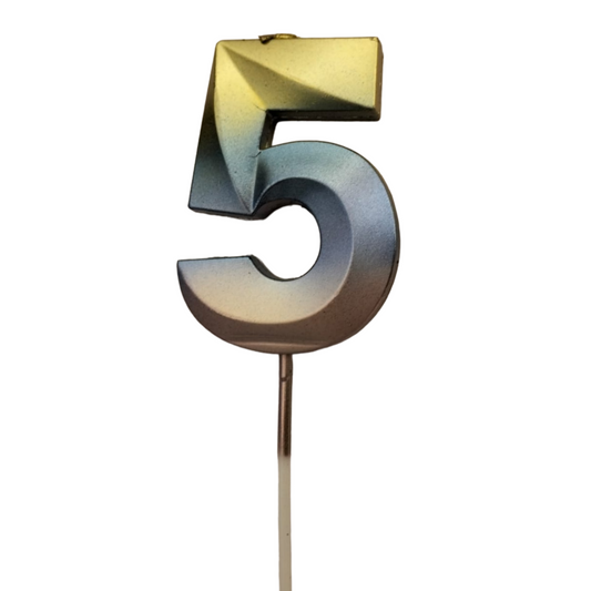 Number 5 Metalic Golden Purple Pink Stick Candle - 1PC