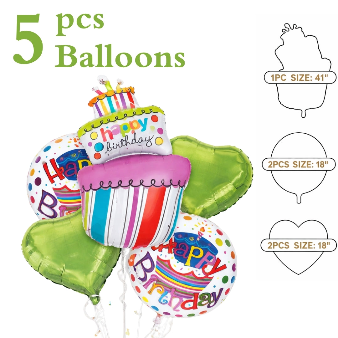 Happy Birthday Triple Layer Cake Balloon Set of 5