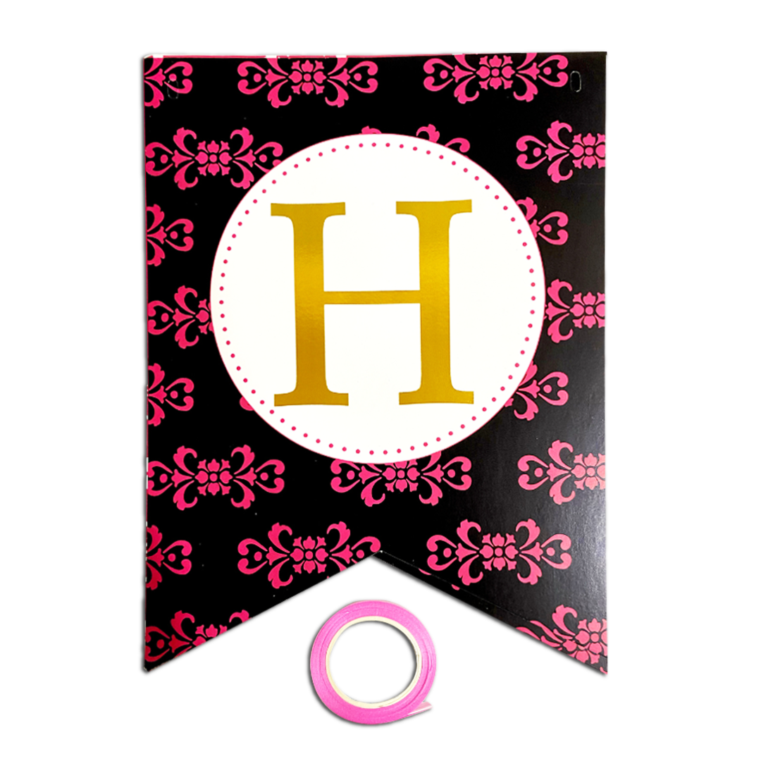 Black & Pink Birthday Banner