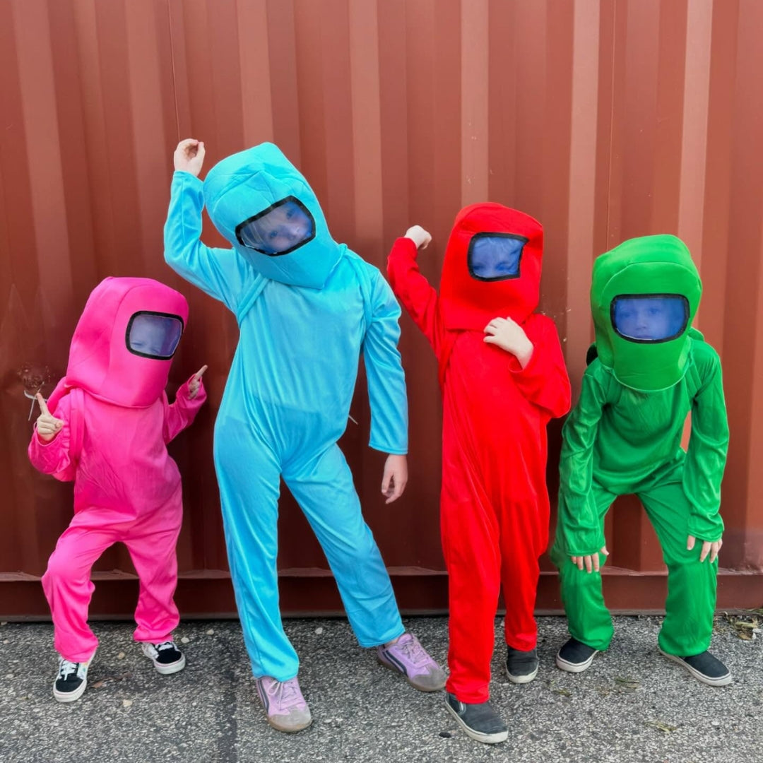 Among Us Space Red Jumpsuit Costume with Mask and Bag for Kids - ... - Wanna Party - decor