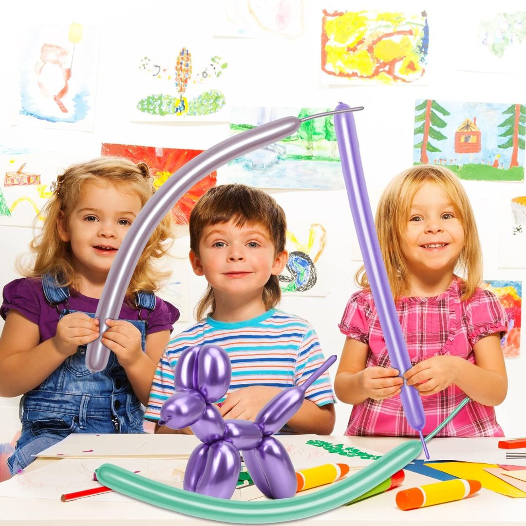 Multicolor Chrome Designer Twisting Balloons - Pack of 50