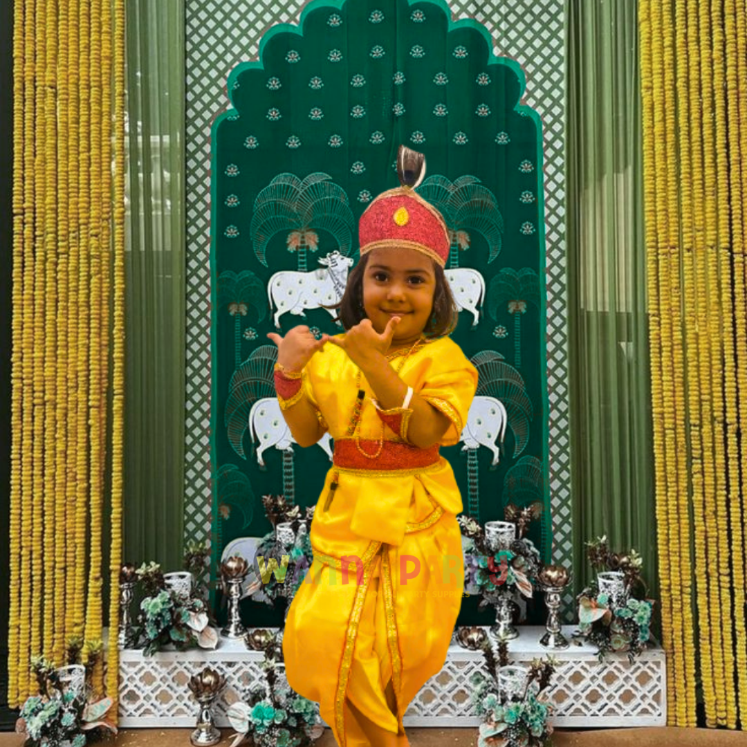 Fancy Traditional Shri Krishna Dress Set with Kurta & Dhoti – 10PC