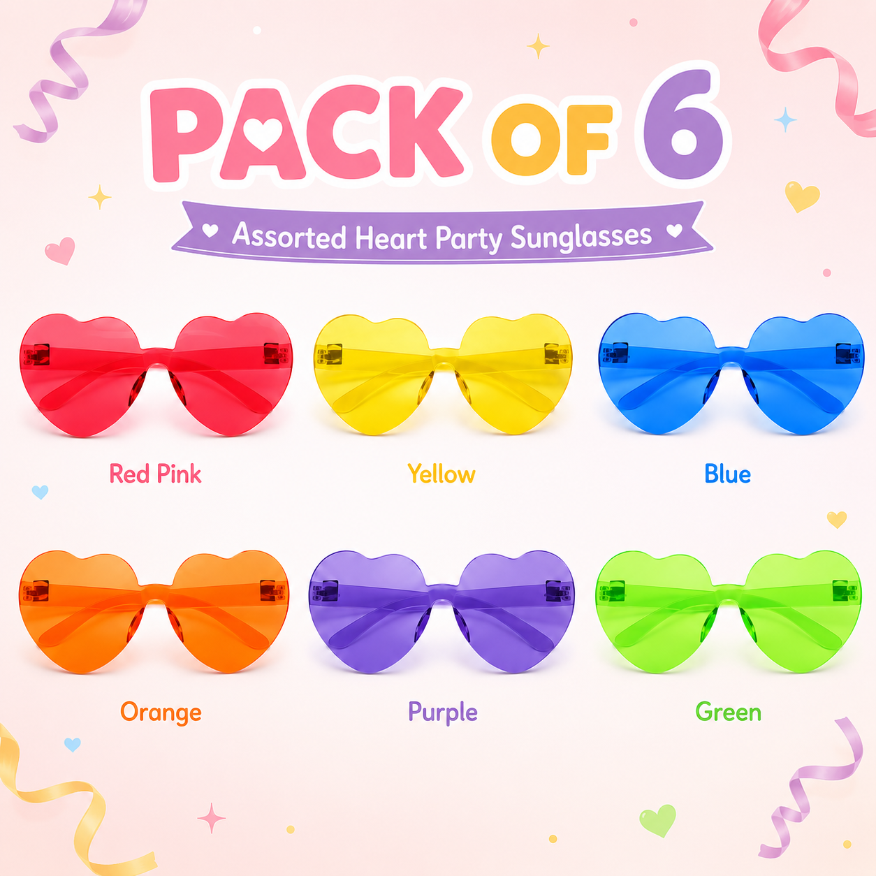 Bachelorette Party Fun Candy Heart Shades - 6PC