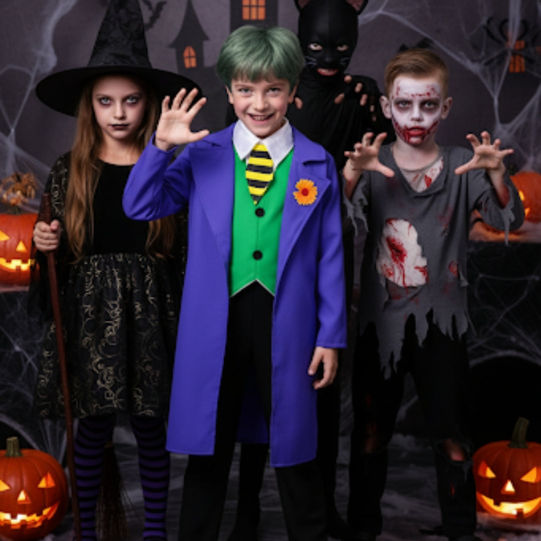 Dark Knight Deluxe Joker Costume w/ Doctor Coat, Pants & Vest for Kids - Size L - Age 8 to 10 Years