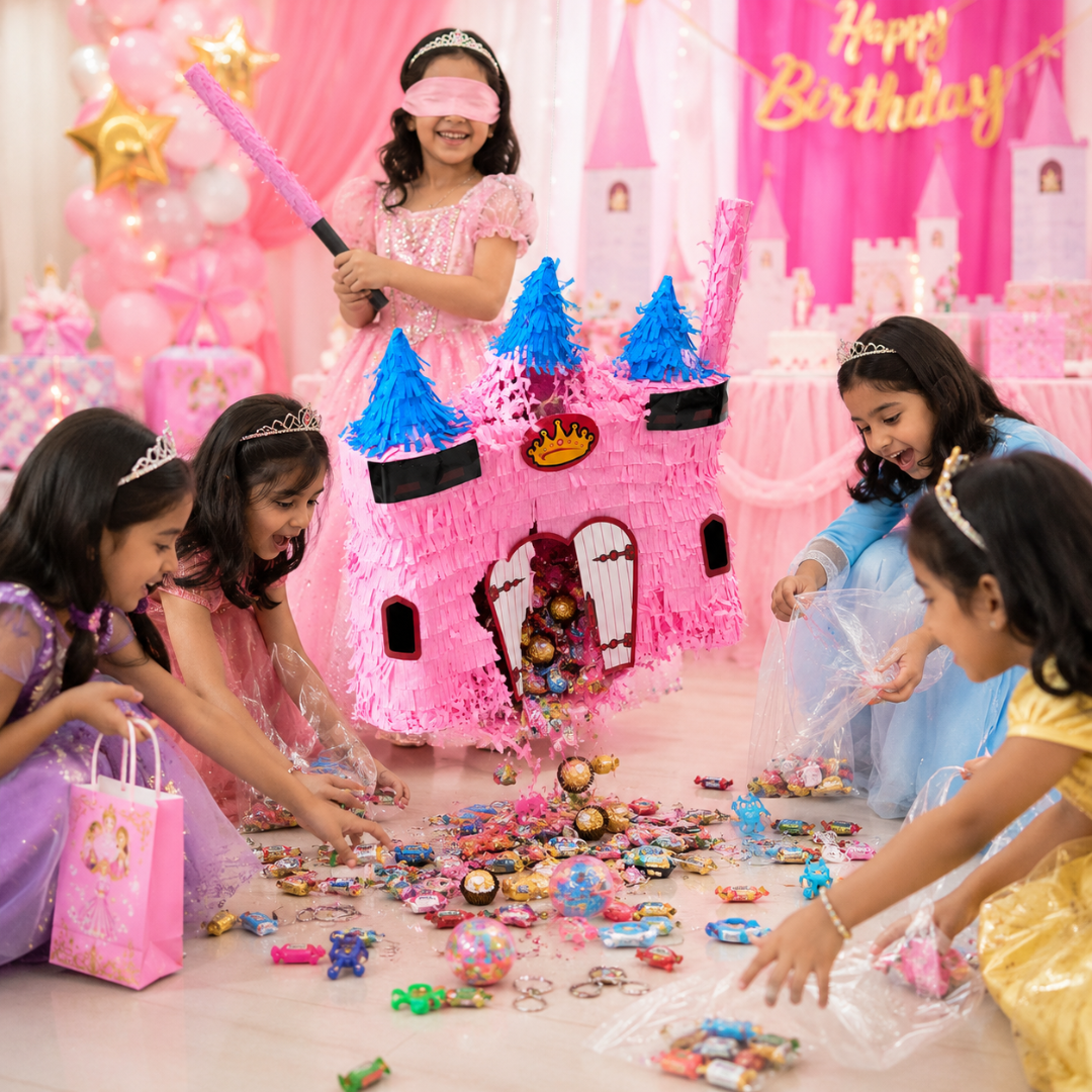 3D Castle Shaped Pink Princess Cake Pinata
