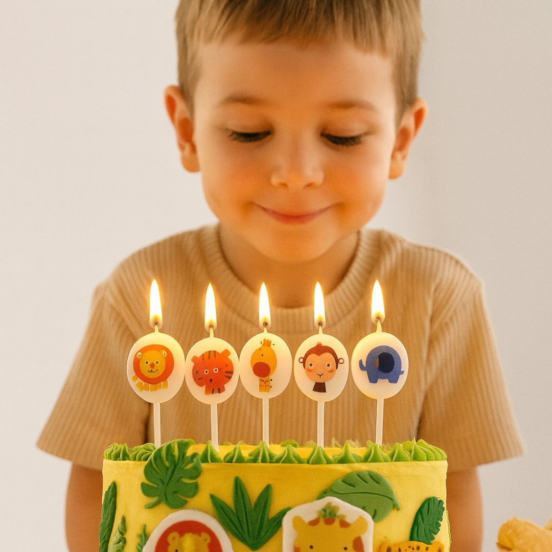 Jungle Animal Theme Birthday Candle - 5PC