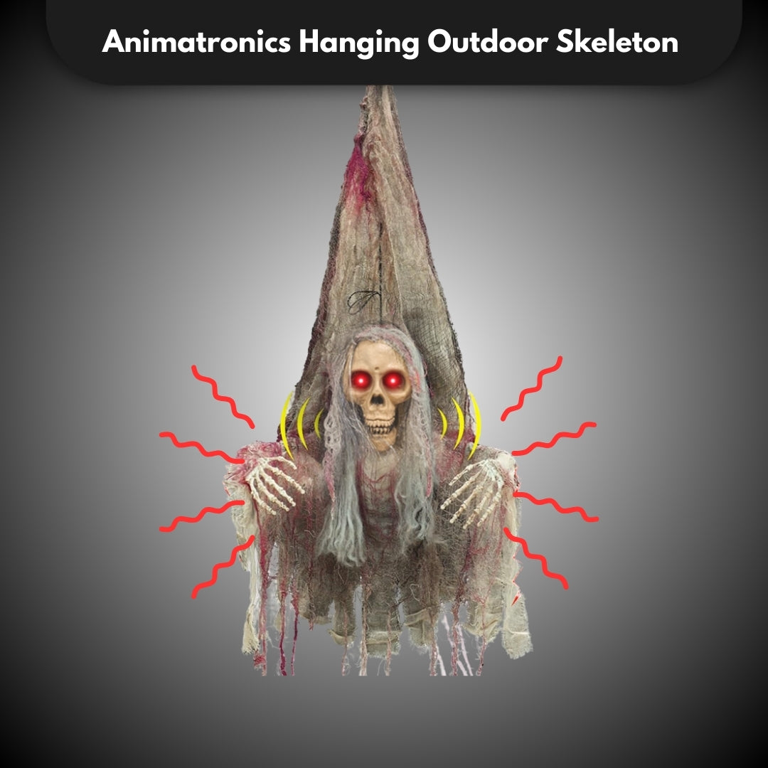 Scary Upside Down Hanging Skeleton w/Light - 4FT - 1PC