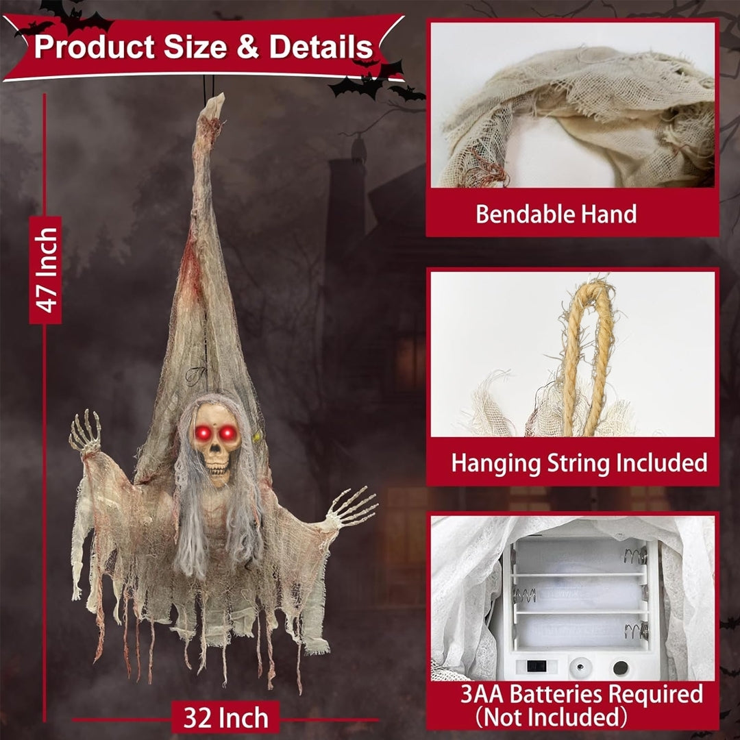Scary Upside Down Hanging Skeleton w/Light - 4FT - 1PC