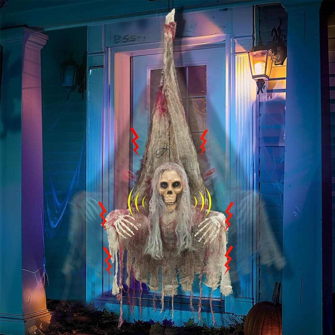 Scary Upside Down Hanging Skeleton w/Light - 4FT - 1PC