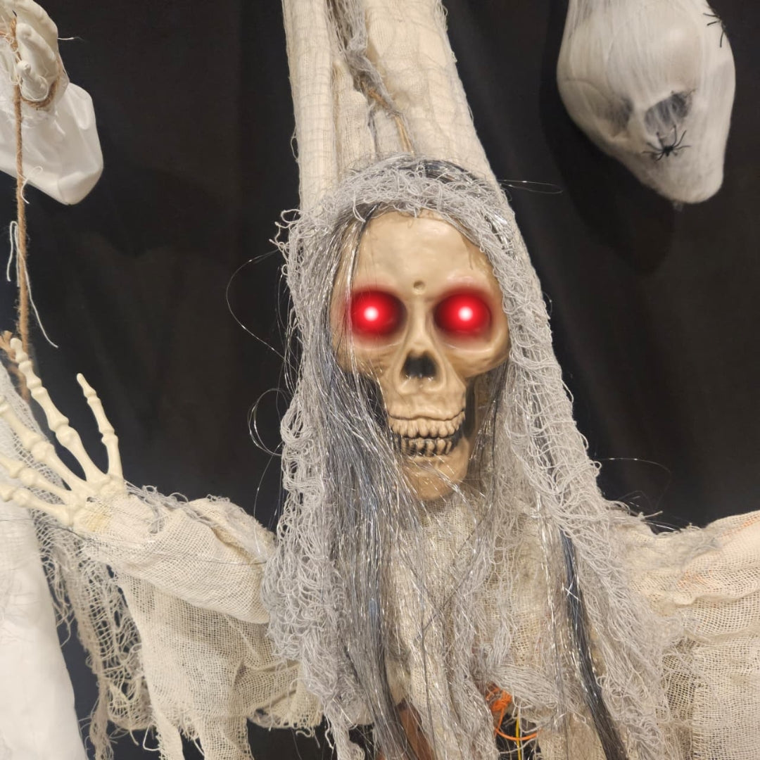 Scary Upside Down Hanging Skeleton w/Light - 4FT - 1PC