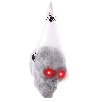 Light Up Bandaged Skull Hanging with Spiders - Halloween Decor | Wanna Party - Image 2