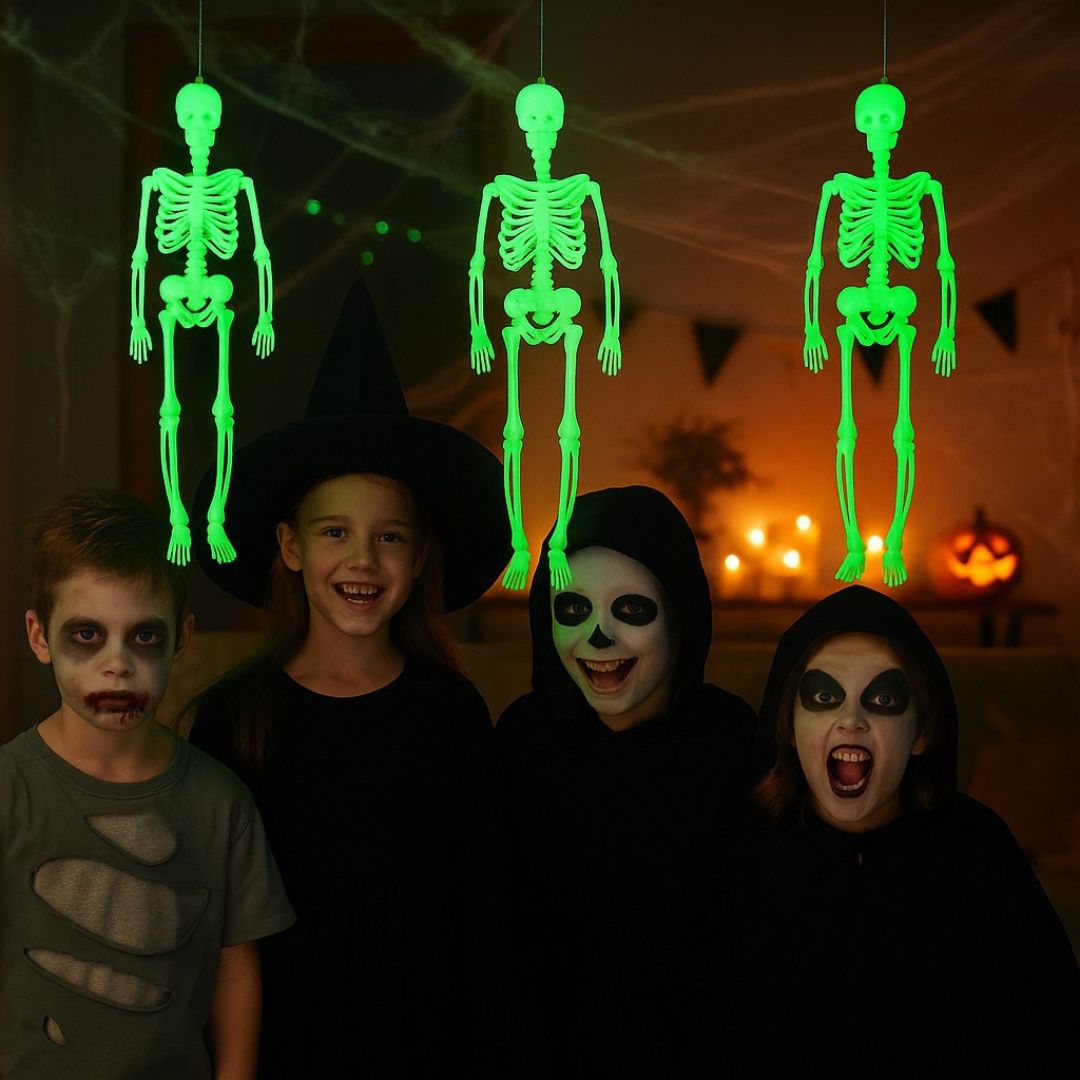 Glow in the Dark Hanging Skeleton - 12 inches - 1PC