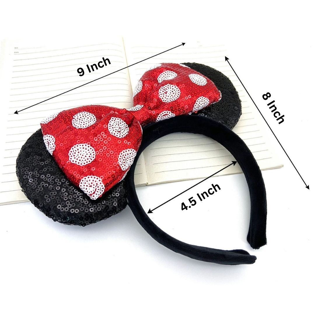 Miinie Mouse Headbnad with Sequin Black & Red - 1PC