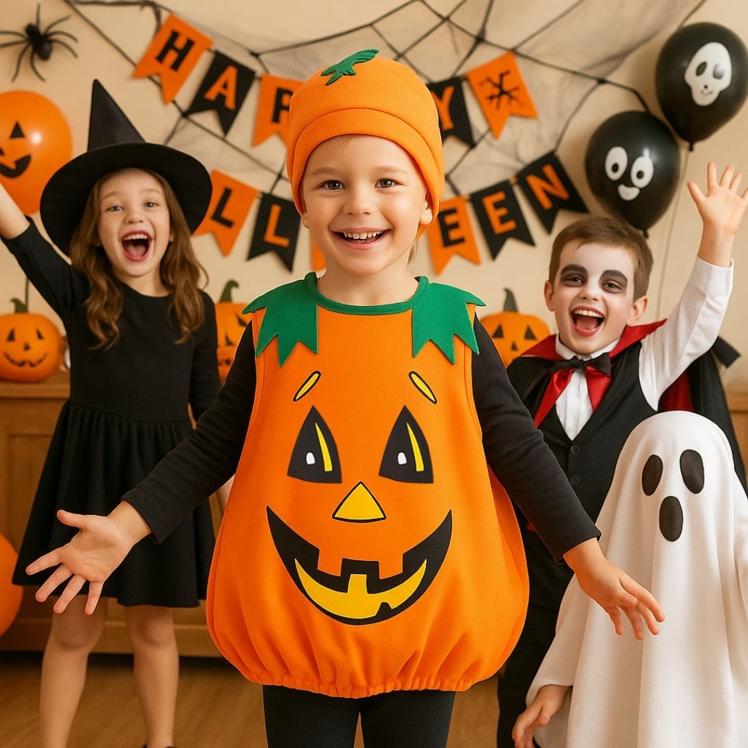 Pumpkin Costume with Hat Unisex - Size S - Age 2 to 4 Years