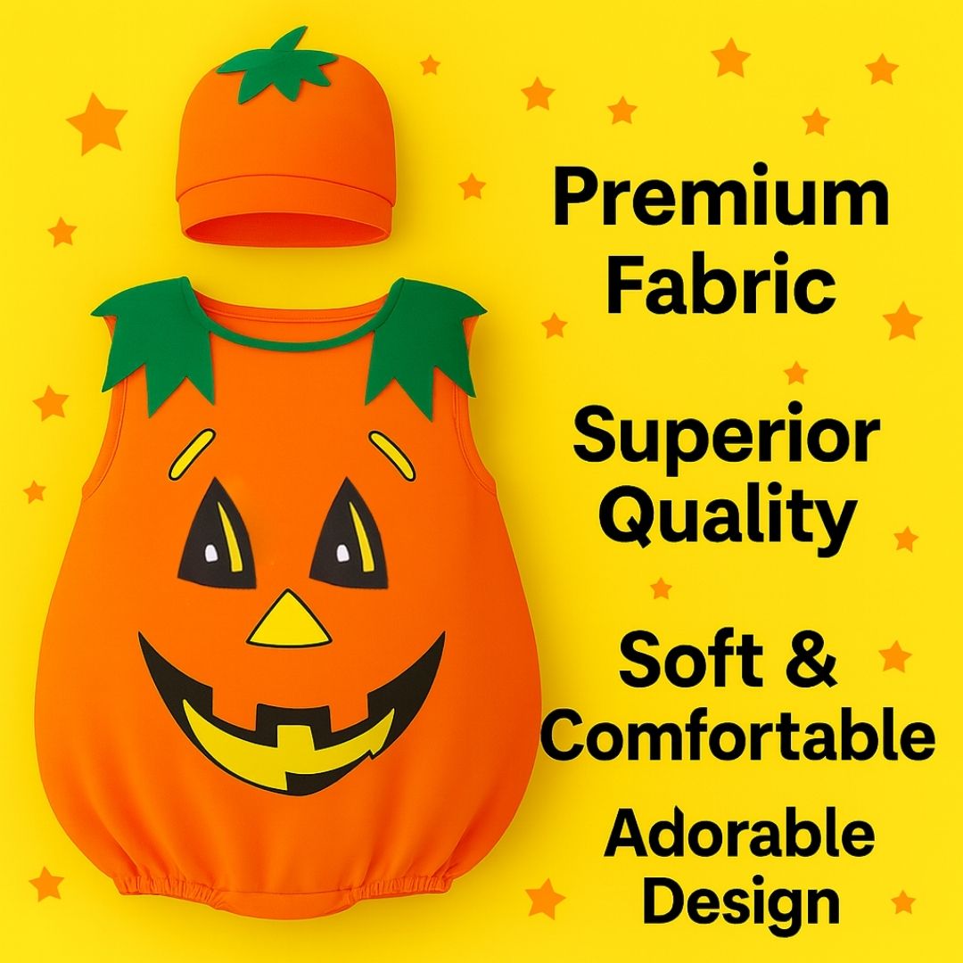 Pumpkin Costume with Hat Unisex - Size S - Age 2 to 4 Years