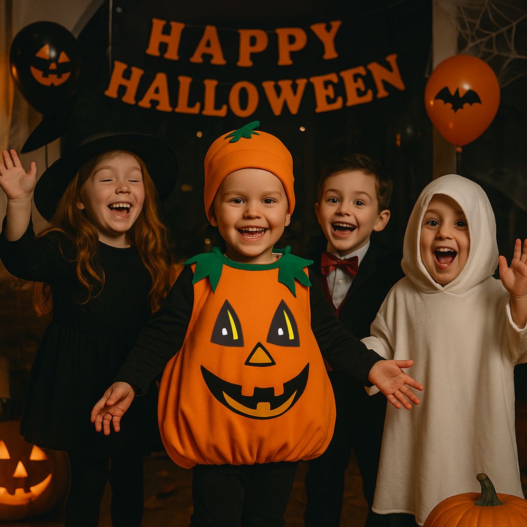 Pumpkin Costume with Hat Unisex - Size S - Age 2 to 4 Years