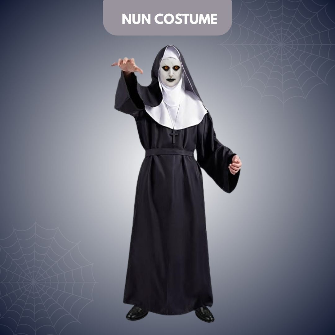 dress of a nun COUPLES AND PRIEST COSTUMES RELIGIOUS CLERGY NOVELTY FANCY LADIES MENS the outfit captures the purity and serenity that symbolizes a nuns devotion Blue Nun Style Stand Collar