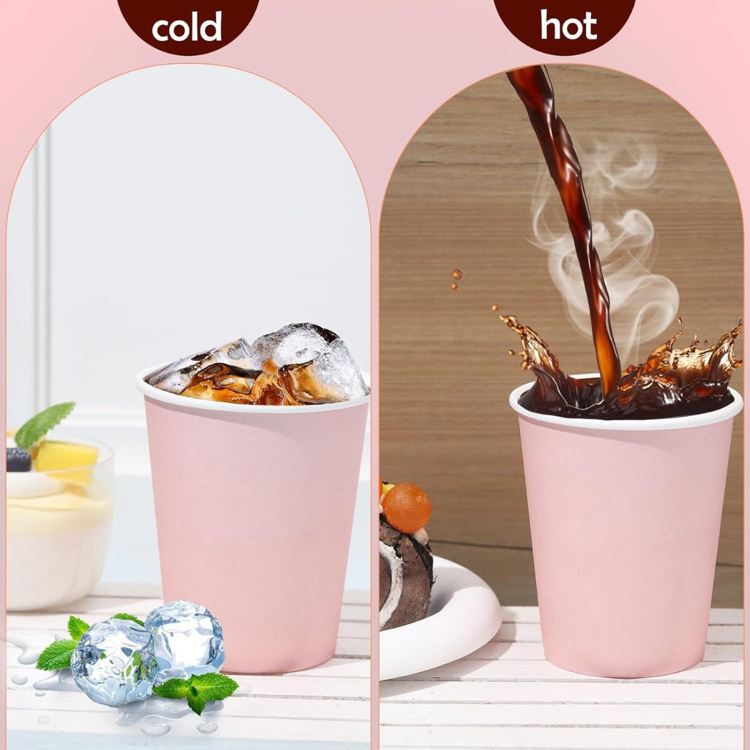 Pink Solid Paper Cups 350ML-10PC