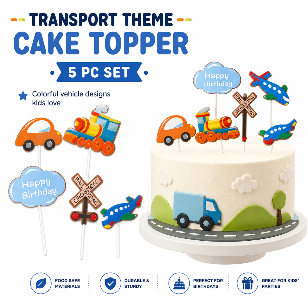 Transport Theme Cake Topper - 5PC