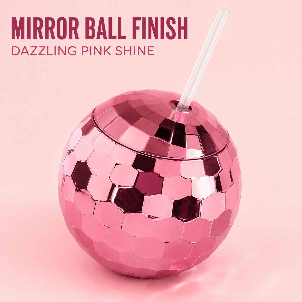 Disco Ball Cocktail Drinking Cups Pink - 1PC