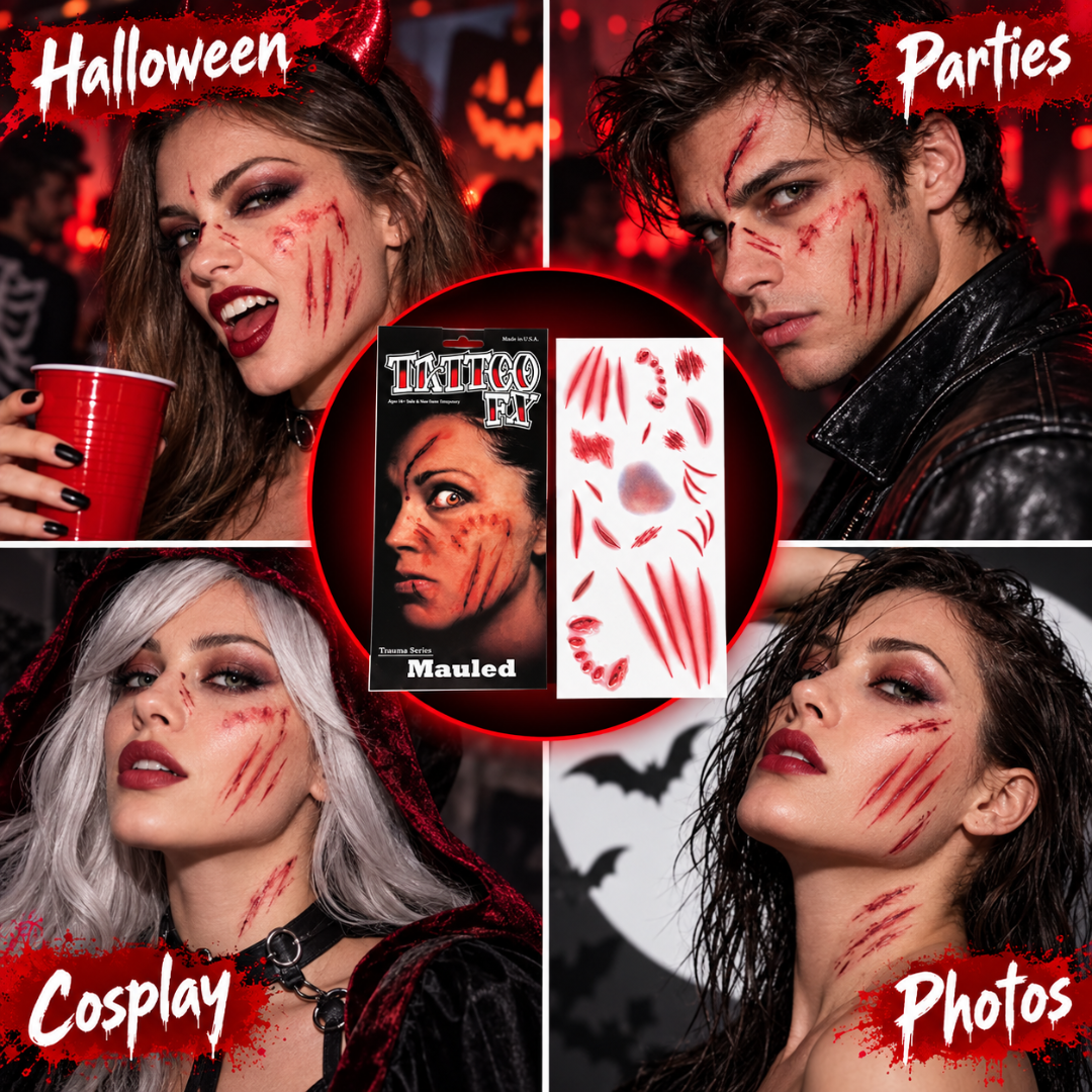 Bloody Nail Scratch Temporary Tattoo for Halloween Makeup & Costume