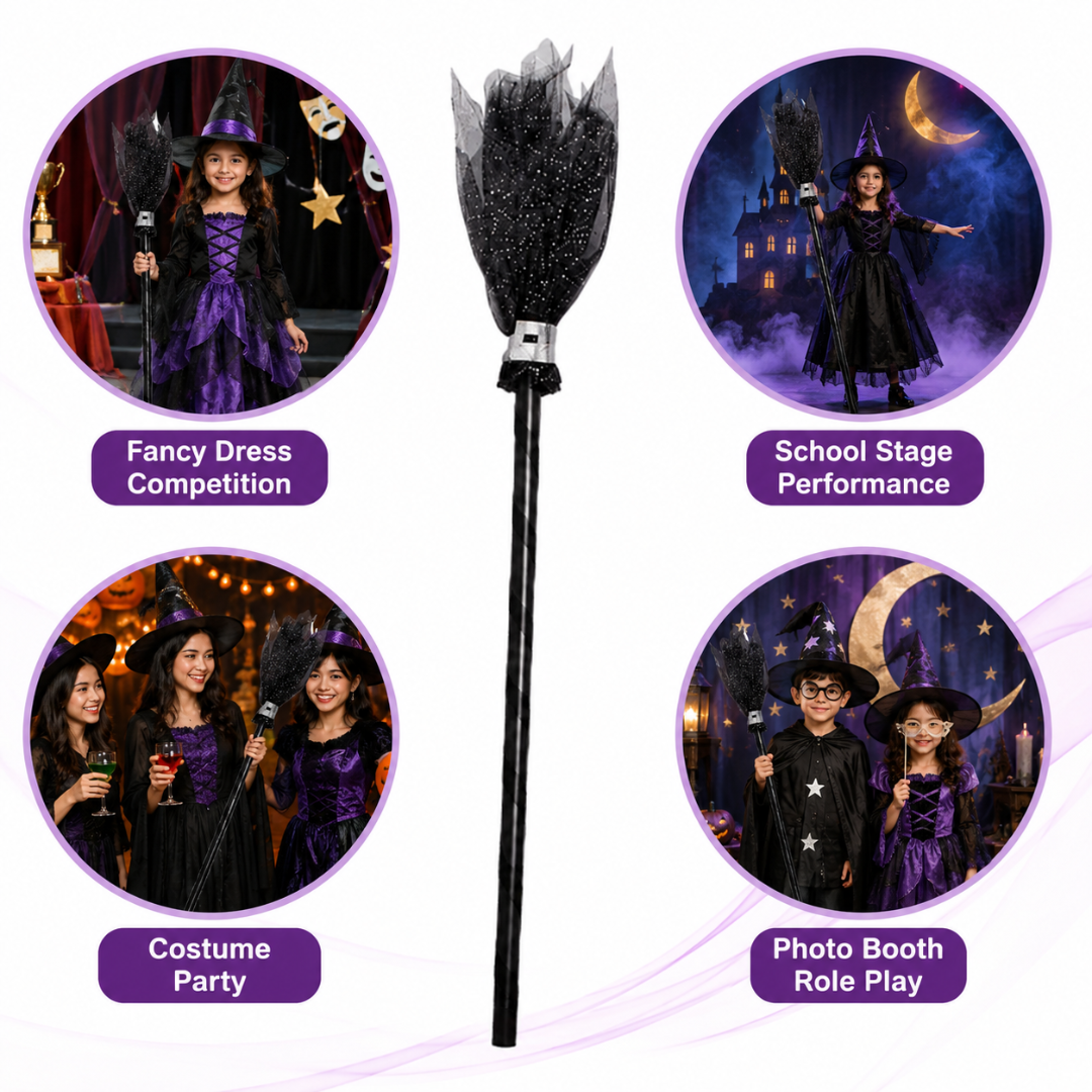 Cosplay Witch Broom Stick Black - 1PC