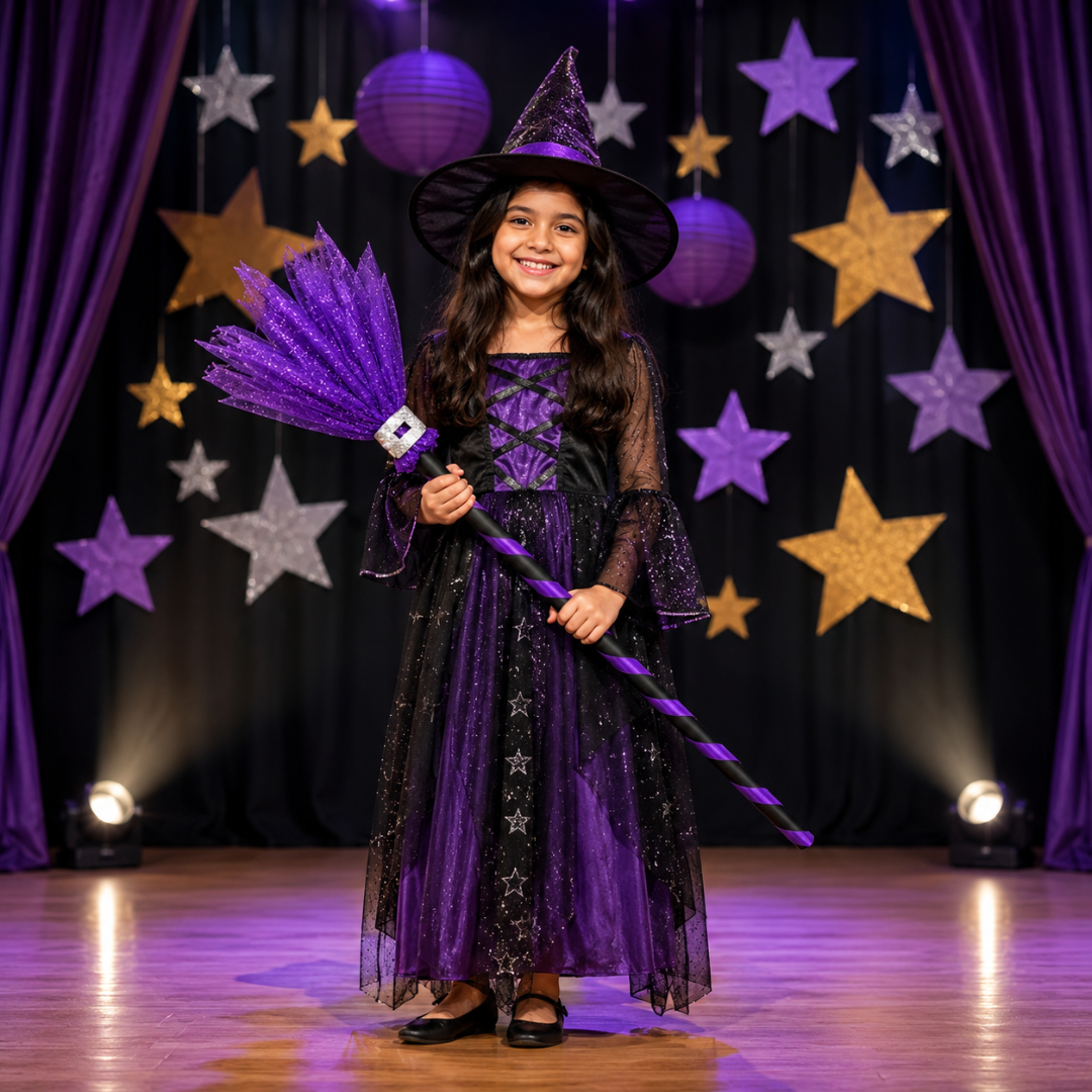 Cosplay Witch Broom Stick Purple - 1PC