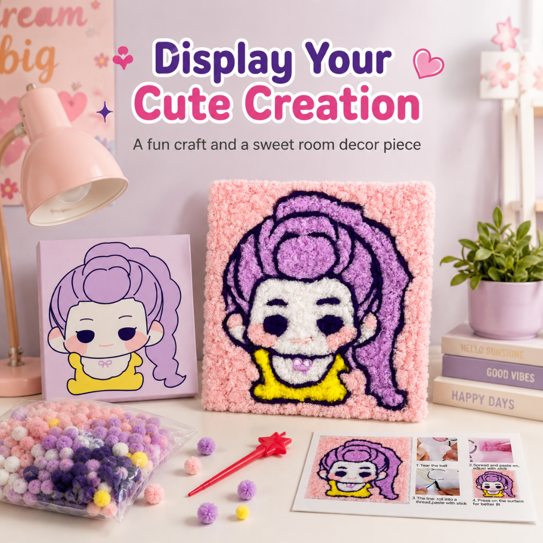 DIY Sticky Cotton K-POP Rumi Pom Pom Art Kit | Wanna Party - Image 10