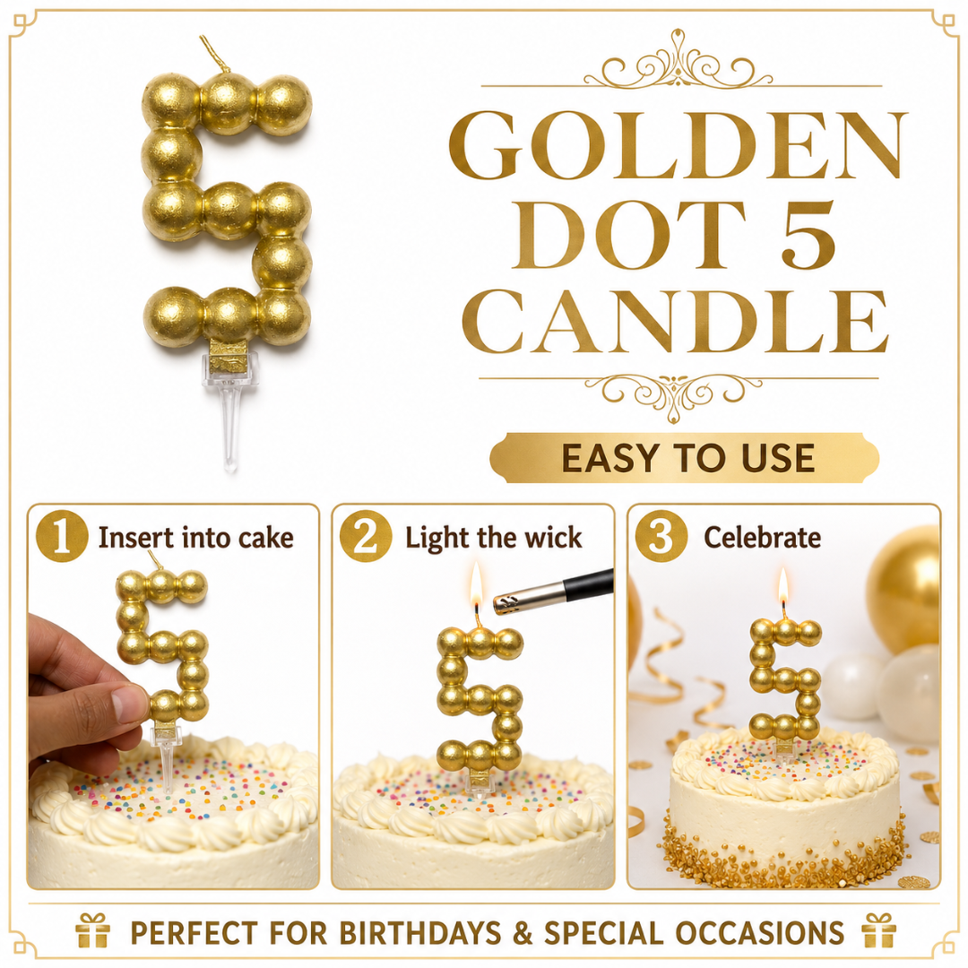 Golden Vector Dots Numerical Candle No. 5
