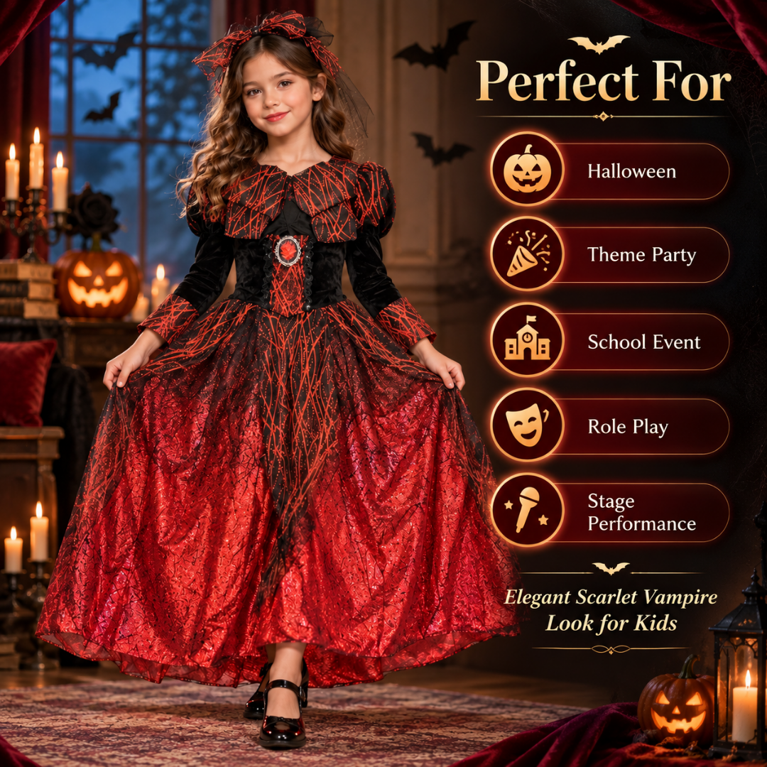 Scarlet Vampire Costume Red - Size M - Age 5 to 7