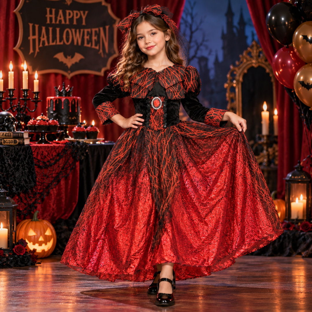 Scarlet Vampire Costume Red - Size L - Age 7 to 9