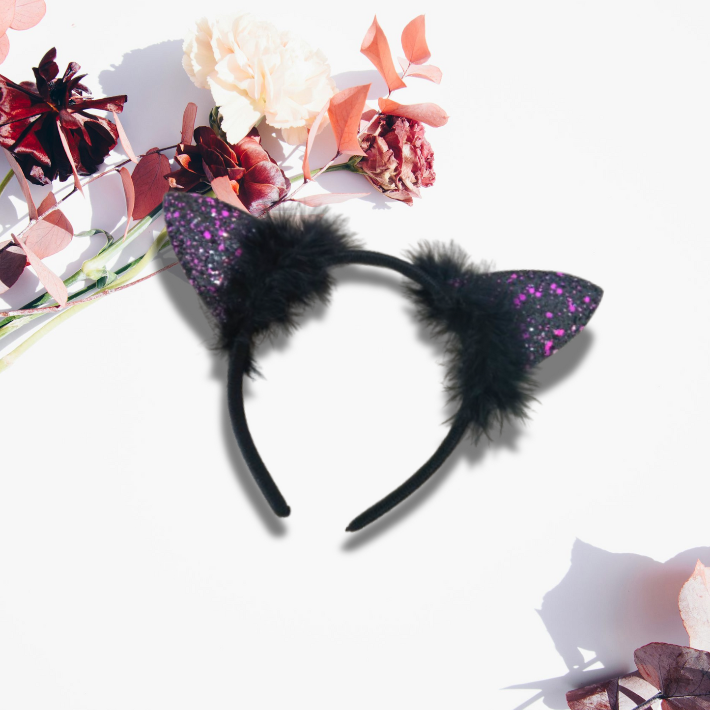 "Naughty Cat Ears Glittery Purple Headband for Girls - 1PC "