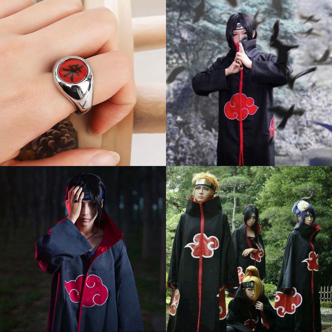 Uchiha Itachi Akatsuki Anime Costume - Medium - Set Of 4PC