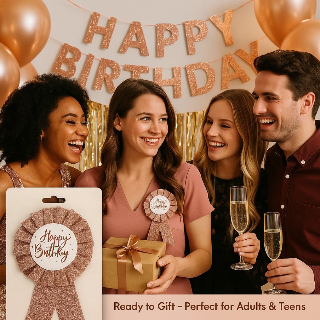 Happy Birtday Rose Gold Award Ribbon - 1PC