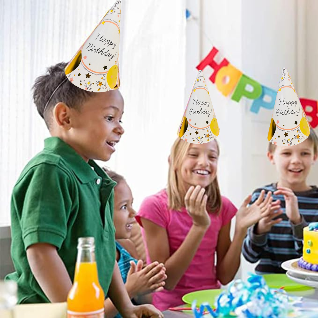 Happy Birthday Celebration Pastel Color Balloon Hats for Party Guests - 8PC