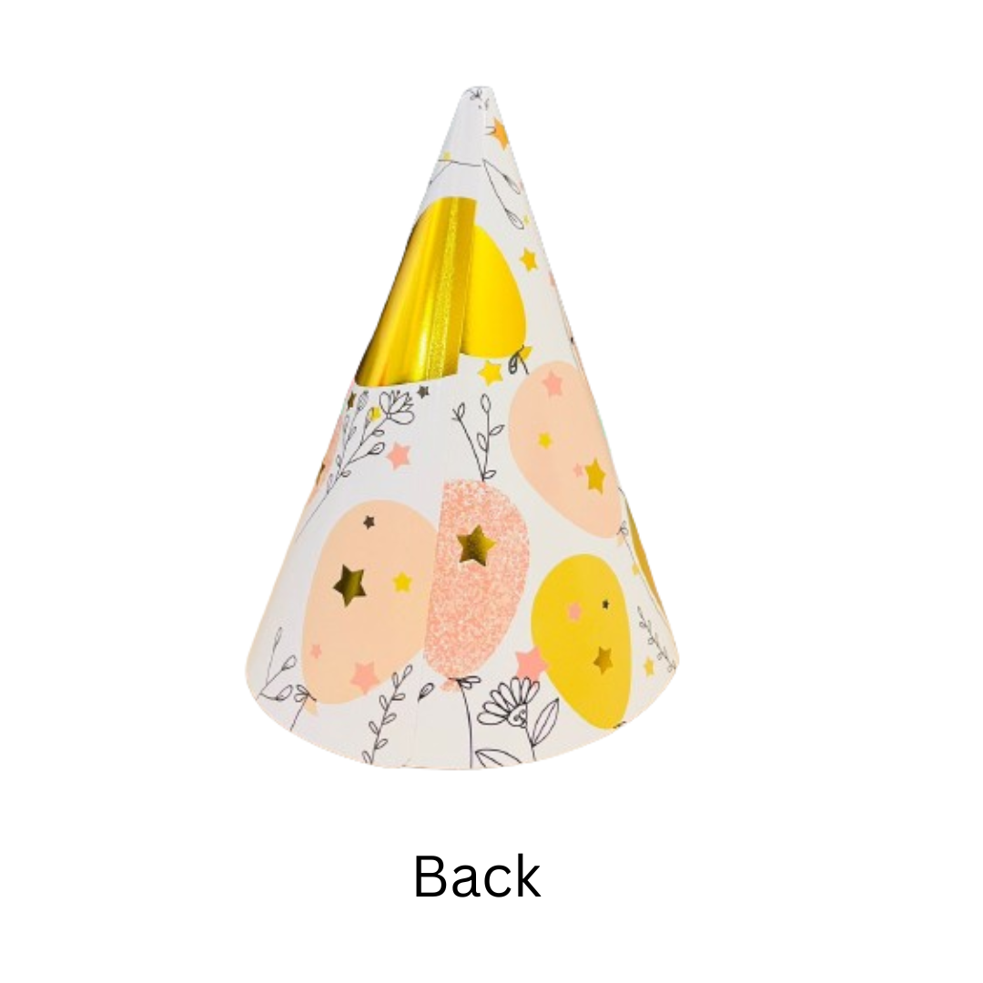 Happy Birthday Celebration Pastel Color Balloon Hats for Party Guests - 8PC